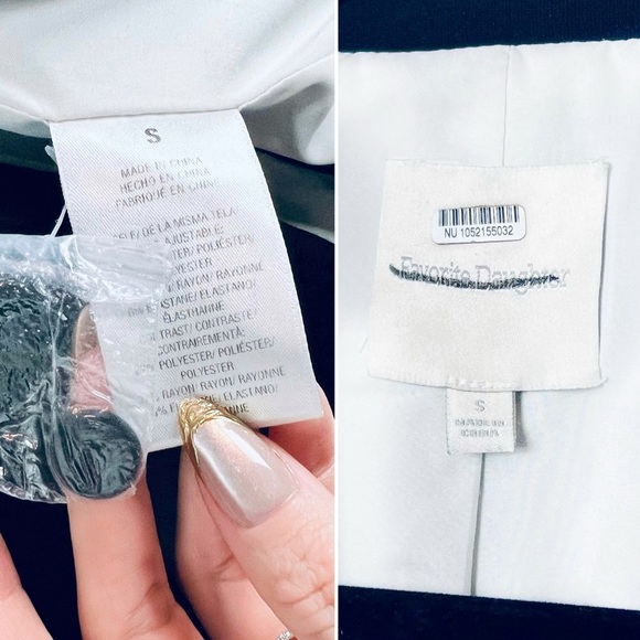 Favorite Daughter Kelly Blazer Black Ivory Trim Tuxedo Style Two Tone Jacket S - Picture 9 of 14